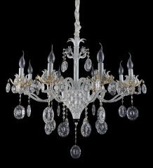 Люстра классическая белая со  стразами и камнями (8 свечей) (KC013/8) (KC013/8)