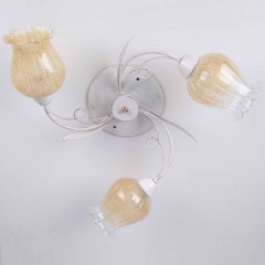 Люстра потолочная белая с 3 золотистыми плафонами (ML003/3) (ML003/3)