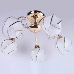 Люстра золота стельова з 5 біло-золотими плафонами (ML008/5)