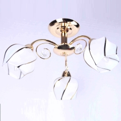 Люстра золота стельова з 3 біло-золотими плафонами (ML009/3)
