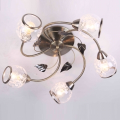 Люстра потолочная с 5 прозрачными плафонами и листочками (ML015/5) (ML015/5)