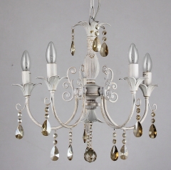Люстра классическая белая с  дымчатыми камнями (5 свечей) (ML017/5) (ML017/5)