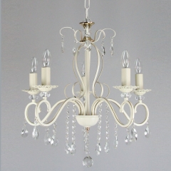 Люстра классическая белая с прозрачными камнями (5 свечей) (ML018/5) (ML018/5)
