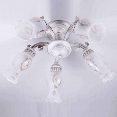 Люстра потолочная с 5 белыми плафонами и золотистым узором (ML019/5) (ML019/5)