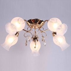 Люстра потолочная золотая с 5 плафонами и кристаллами (ML021/5) (ML021/5)