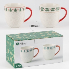 Набір з 2 кружок "Новорічний візерунок", 630 мл (6035-004)