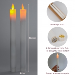 Набір з 2 світлодіодних свічок (LED), білий, 25,5 см (6032-011)