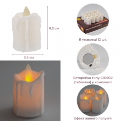 Світлодіодна свічка (LED), біла, 6,2 см (6032-015)