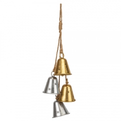 Підвіска з 4 металевих дзвіночків, срібно-золота, 63,5 см (6034-007)