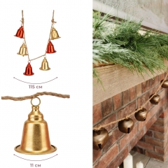 Гірлянда з 6 дзвіночками, червоно-золота, 115 см (6034-010)