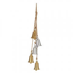 Підвіска з 5 металевих дзвіночків, срібно-золота, 66 см (6034-011)