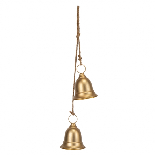 Підвіска з 2 металевих дзвіночків, золота, 58 см (6034-013)