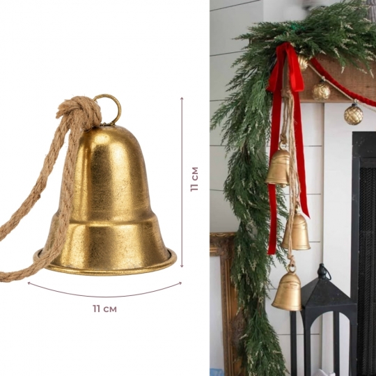 Металевий дзвіночок, золотий, 11 см (6034-016)