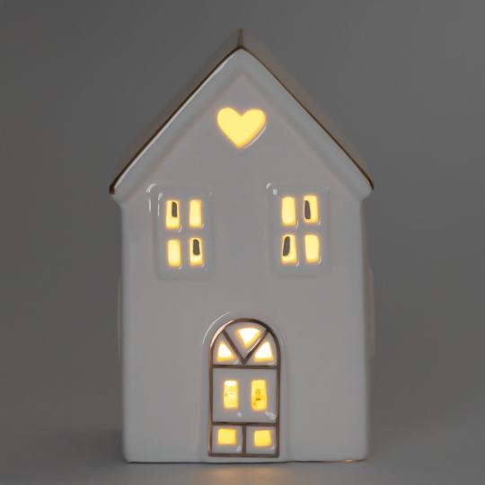 Світлодіодний будиночок (LED), білий, 13 см (6039-002)