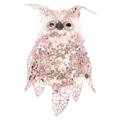 Новорічна іграшка "Мудра сова" рожева (6018-007)