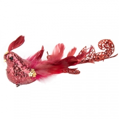 Новорічна іграшка "Райська пташка"  червона (6018-013)