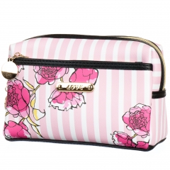 Косметичка с двумя отделениями розовая "Розы" (19*13*8) (002LL)