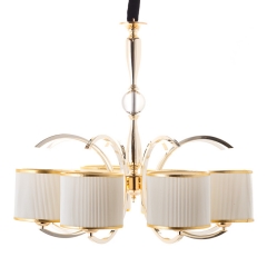 Люстра золотая с 5 молочными абажурами (QL006/8) (QL006/8)