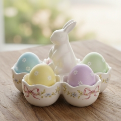 Підставка для 5 яєць "Кролик з бантиками", біла, 13 см (5104-004)