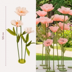 Великі ростові декоративні квіти на стійці, пудрові, 125 см (2030-002)