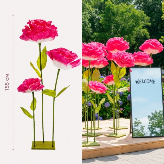 Великі ростові декоративні квіти на стійці, рожеві, 155 см (2030-003)