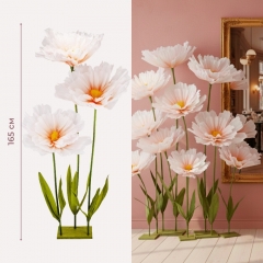 Великі ростові декоративні квіти на стійці, біло-помаранчеві, 165 см (2030-006)