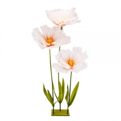 Великі ростові декоративні квіти на стійці, біло-помаранчеві, 165 см (2030-006)