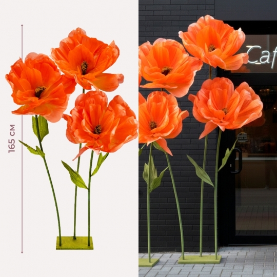 Великі ростові декоративні квіти на стійці, червоні, 165 см (2030-009)