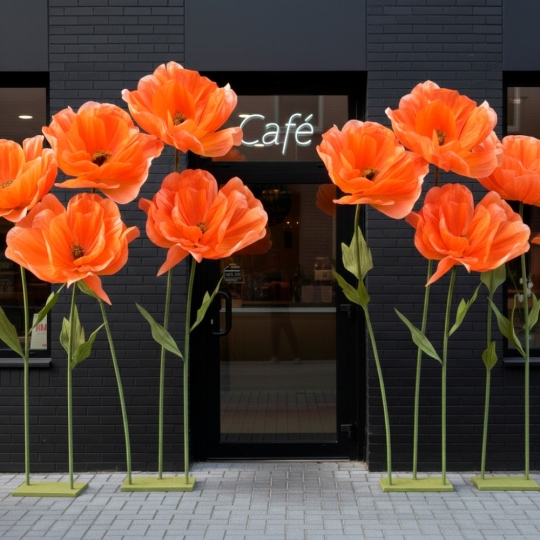 Великі ростові декоративні квіти на стійці, червоні, 165 см (2030-009)