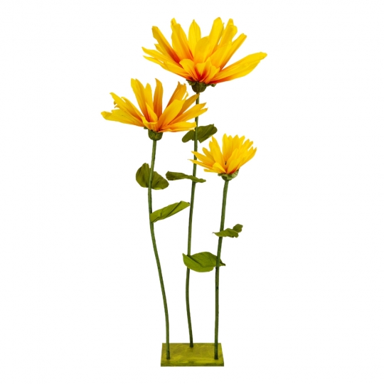 Великі ростові декоративні квіти на стійці, жовті, 155 см (2030-011)