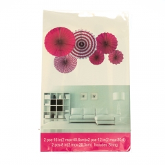 Набір з 6 паперових віял, малиновий (8705-005)