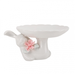 Підставка "Кролик з квіткою", біла, 9 см (5009-027)