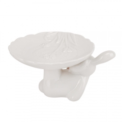 Підставка "Кролик з квіткою", біла, 9 см (5009-027)