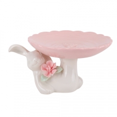 Підставка "Кролик з квіткою", рожева, 9 см (5009-028)