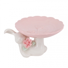 Підставка "Кролик з квіткою", рожева, 9 см (5009-028)