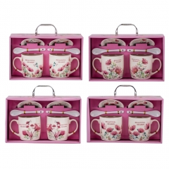 Набор чашек с блюдцами "Beautiful Season" ( на 2 персоны) 300 мл * Рандомный выбор дизайна (9199-016)