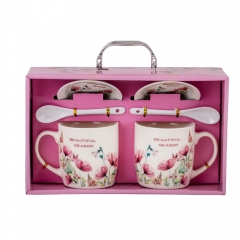 Набор чашек с блюдцами "Beautiful Season" ( на 2 персоны) 300 мл * Рандомный выбор дизайна (9199-016)