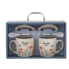 Набор чашек с блюдцами "Сезон цветов" (на 2 персоны) 300 мл * Рандомный выбор дизайна (9199-017)