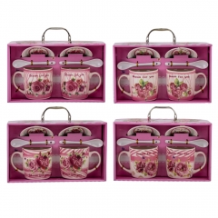 Набор чашек с блюдцами "Розовая сказка" (на 2 персоны) 300 мл * Рандомный выбор дизайна (9199-018)