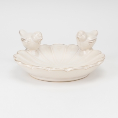 Керамічне блюдо "Пташки", перламутрове, 25 см (4011-001)