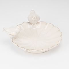 Керамічне блюдо "Пташки", перламутрове, 25 см (4011-001)