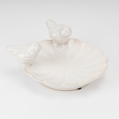 Керамічне блюдо "Пташки", перламутрове, 20 см (4011-002)