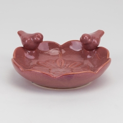 Керамічне блюдо "Пташки", рожеве, 15 см (4011-005)