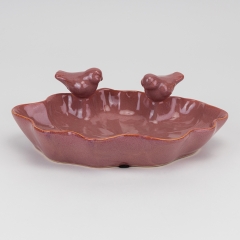 Керамічне блюдо "Пташки",  рожеве, 26 см (4011-006)