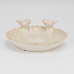 Керамічне блюдо "Пташки", кремове, 23 см (4011-009)