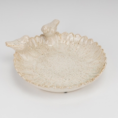 Керамічне блюдо "Пташки", кремове, 23 см (4011-009)