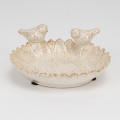 Керамічне блюдо "Пташки", кремове, 15 см (4011-010)