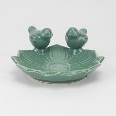 Керамічне блюдо "Пташки", зелене, 21 см (4011-013)