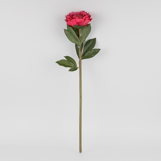 Штучна півонія з ефектом живого дотику, темно-рожева, 67 см (2019-020)