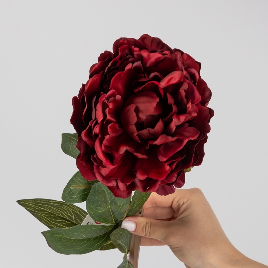 Искусственные пионы с эфектом живого прикосновения, бордовые, 67 см (2019-021)